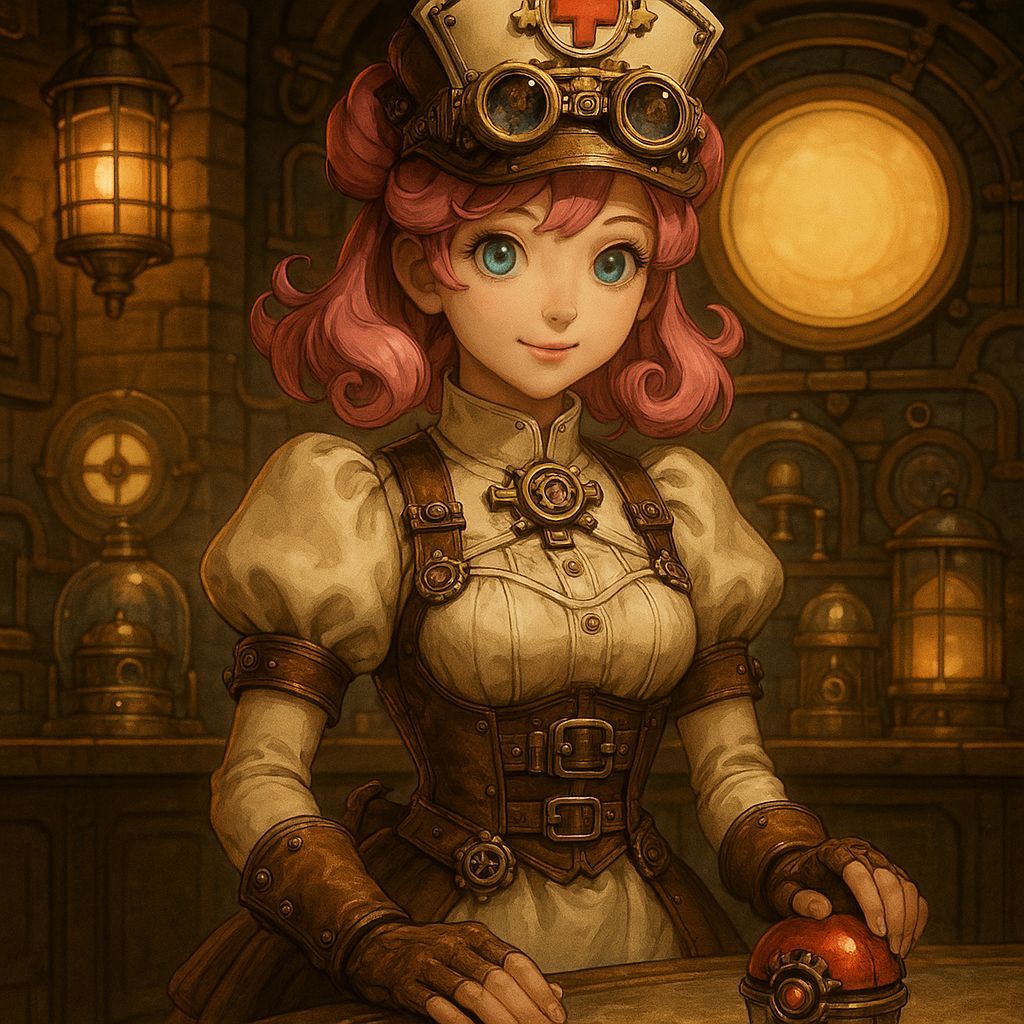 Steampunk Nurse Joy in the Pokémon Center