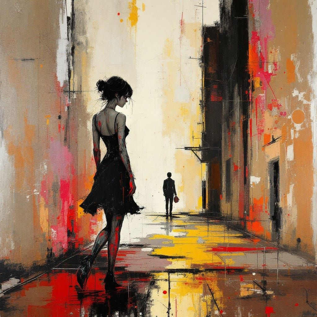 Expressive Street Scene in Schiele, Bacon, Saville Style