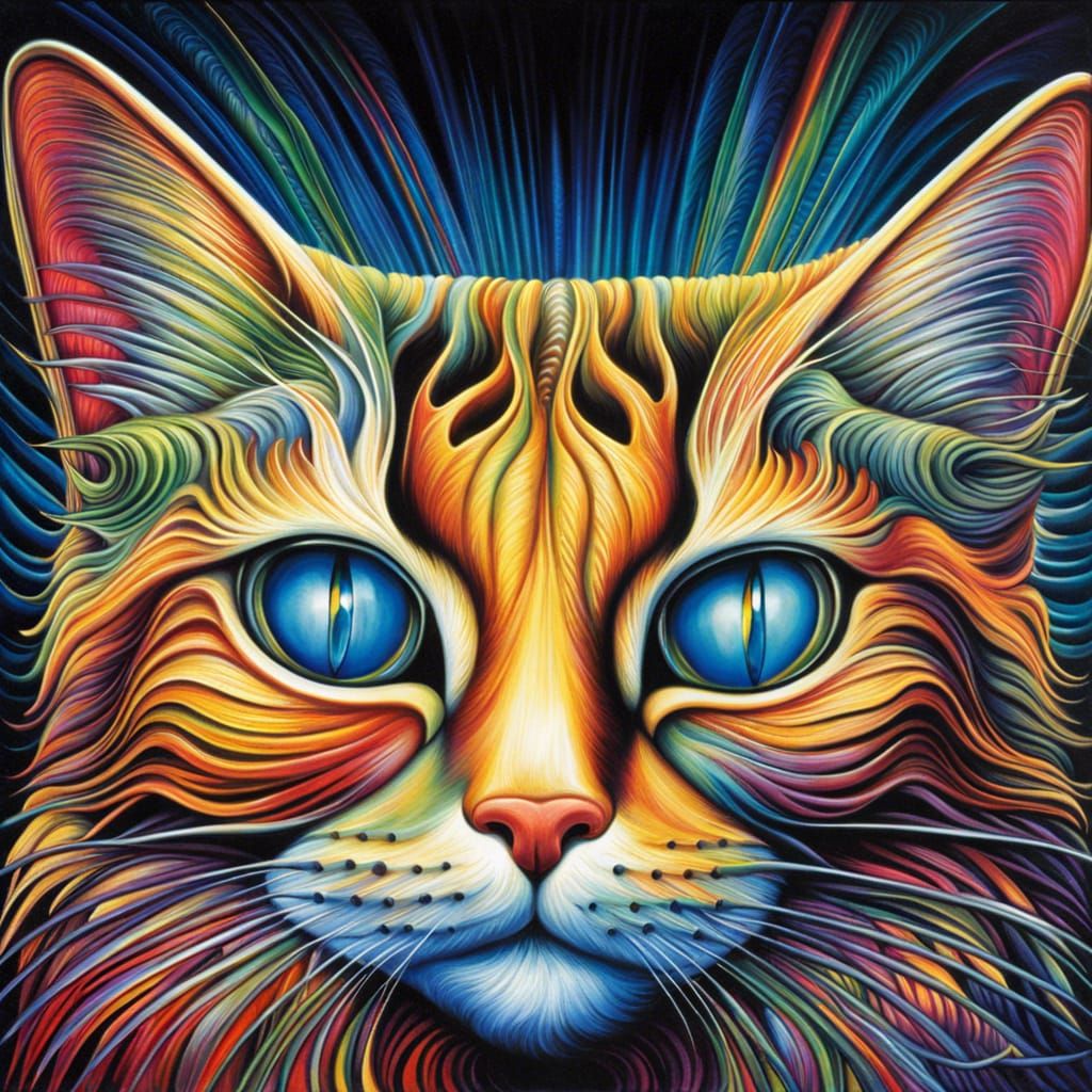 Vivid Cat Portrait in Abstract Fantasy Style