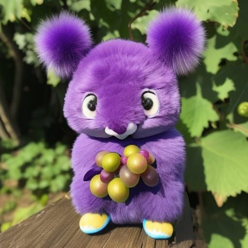 Adorable Grape Imp in a Vineyard, Hyperrealistic Style