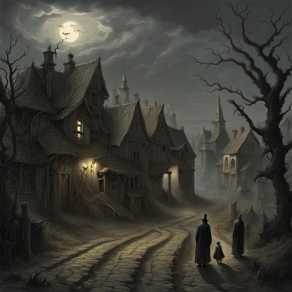 Haunted Village in High Resolution Horror Style