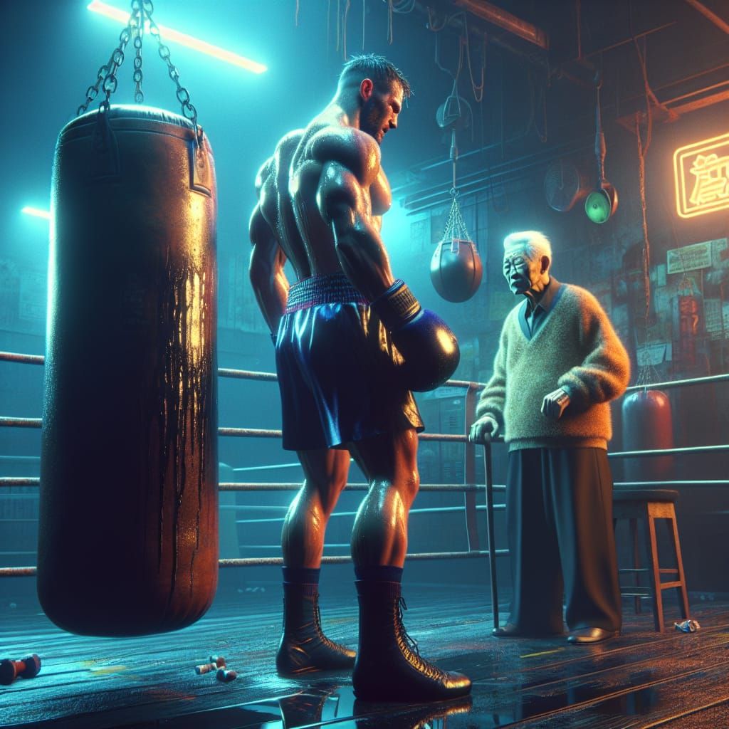 Intense Boxer Training: 1980s Film Noir in 3D