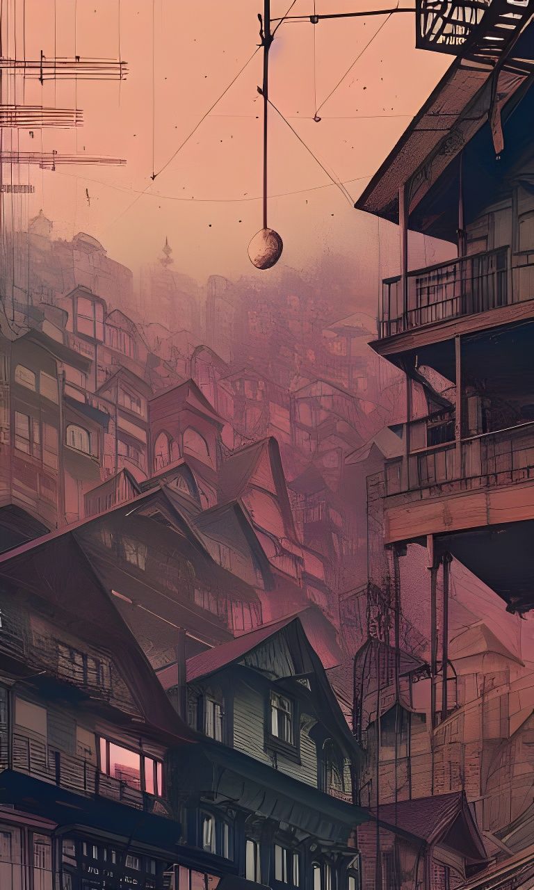 Hyperdetailed Small Town Matte Painting