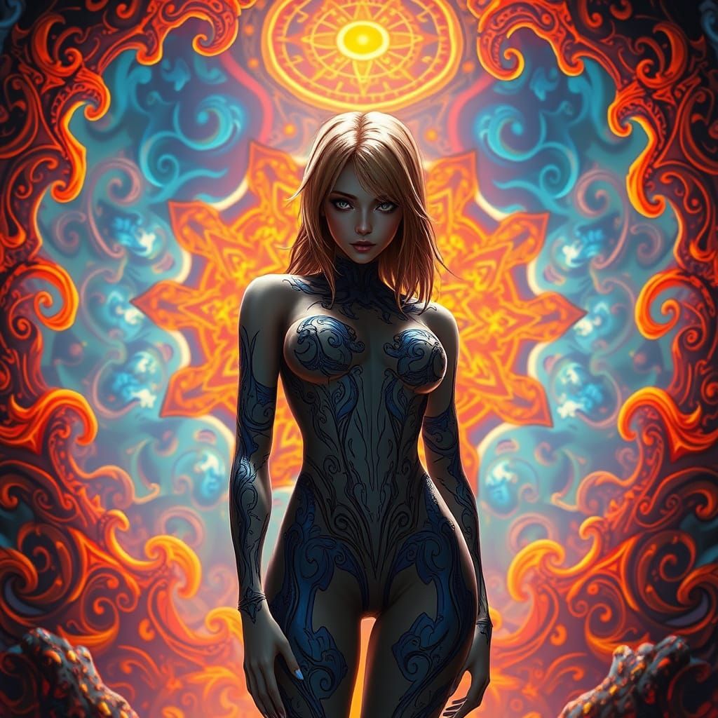 Aya from Parasite Eve in a Fantastical, Surreal Environment