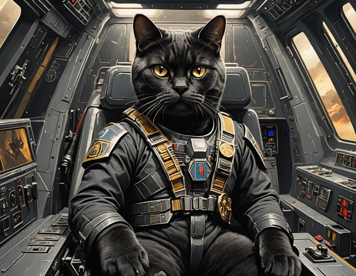 Egyptian Cat Deity Piloting Viper Starfighter