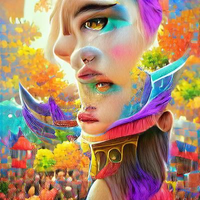 Colorful Fantasy Portrait, High Resolution Digital Art