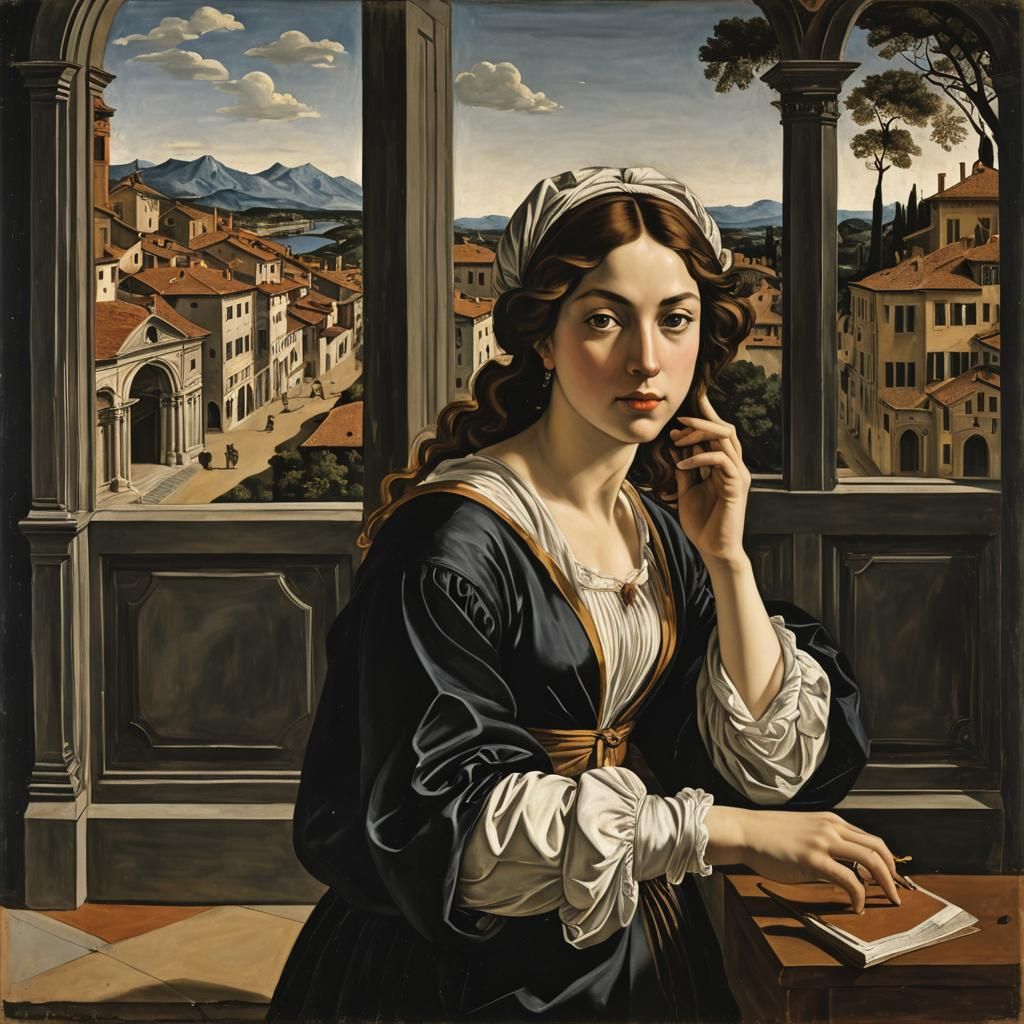 Door to Infinity: Renaissance Gouache Painting