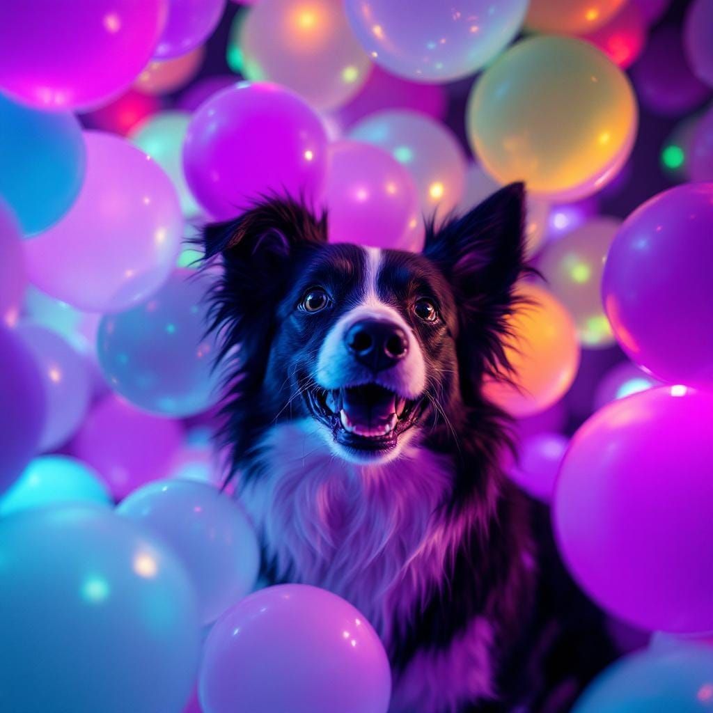 Border Collie in Bouncy Ball Dreamscape