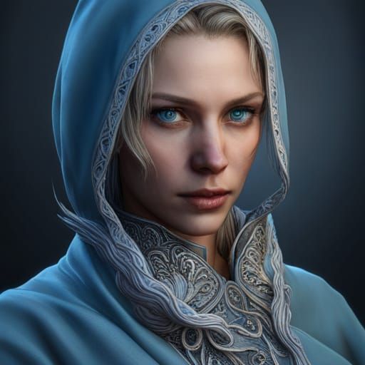 Icy Wizard Woman in a Winter Forest