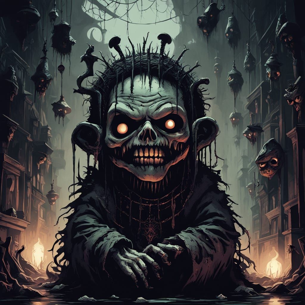 Macabre Voodoo Doll in Gothic Horror Style