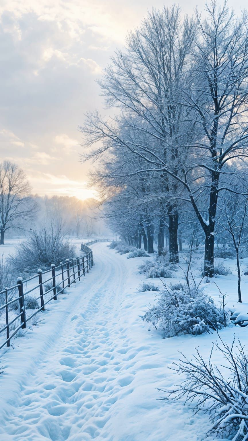 Ethereal Winter Landscape in Constable Style
