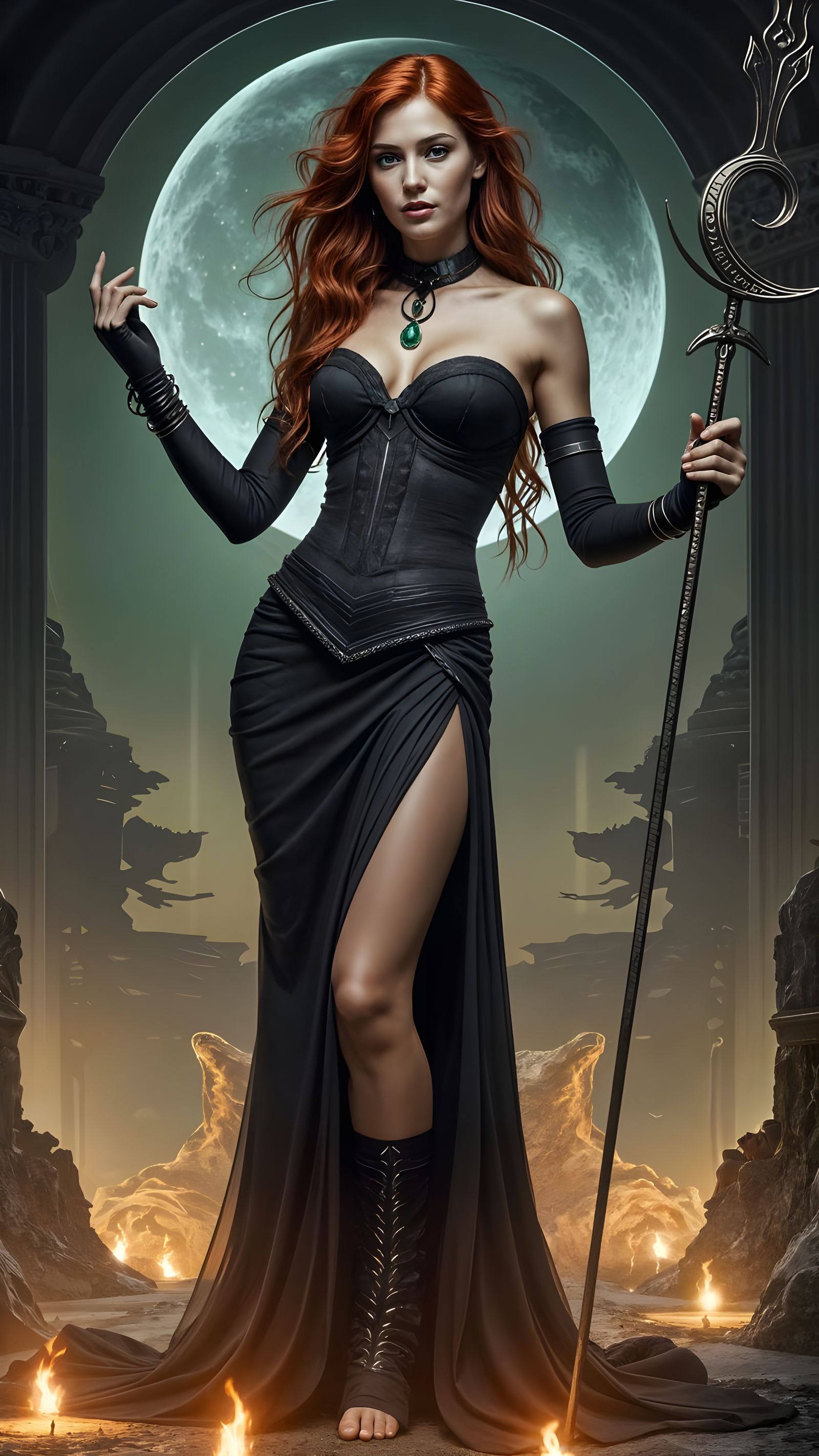 Ethereal Goddess of the Night Revealed in Red-Haired Mystici...