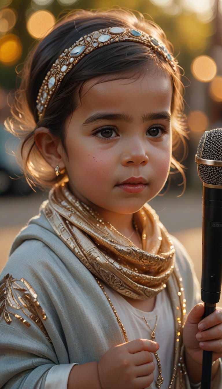 Baby Girl with Scarf in Oil Painting Style