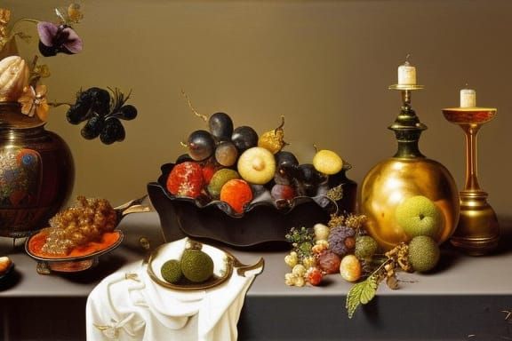 Still-life with fruits of strawberry tree