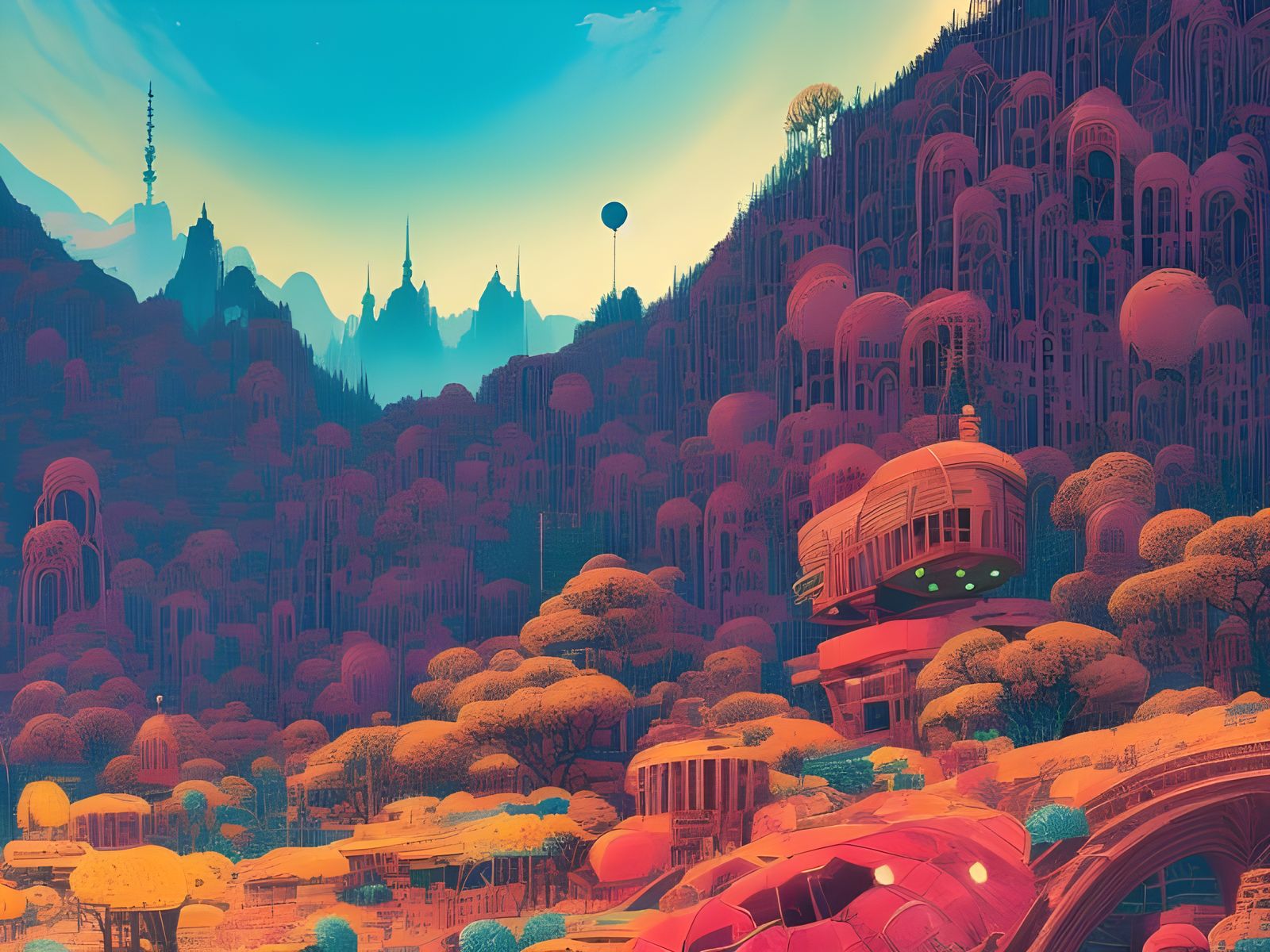 Surreal Hylics Landscape with Giant Television
