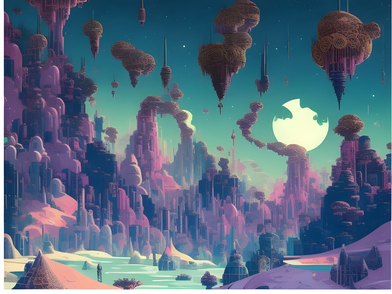 Surreal Landscape with Giant Television Antennae