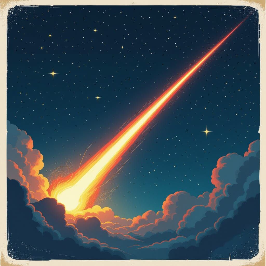 Meteor Shower in Antique Comic Book Style