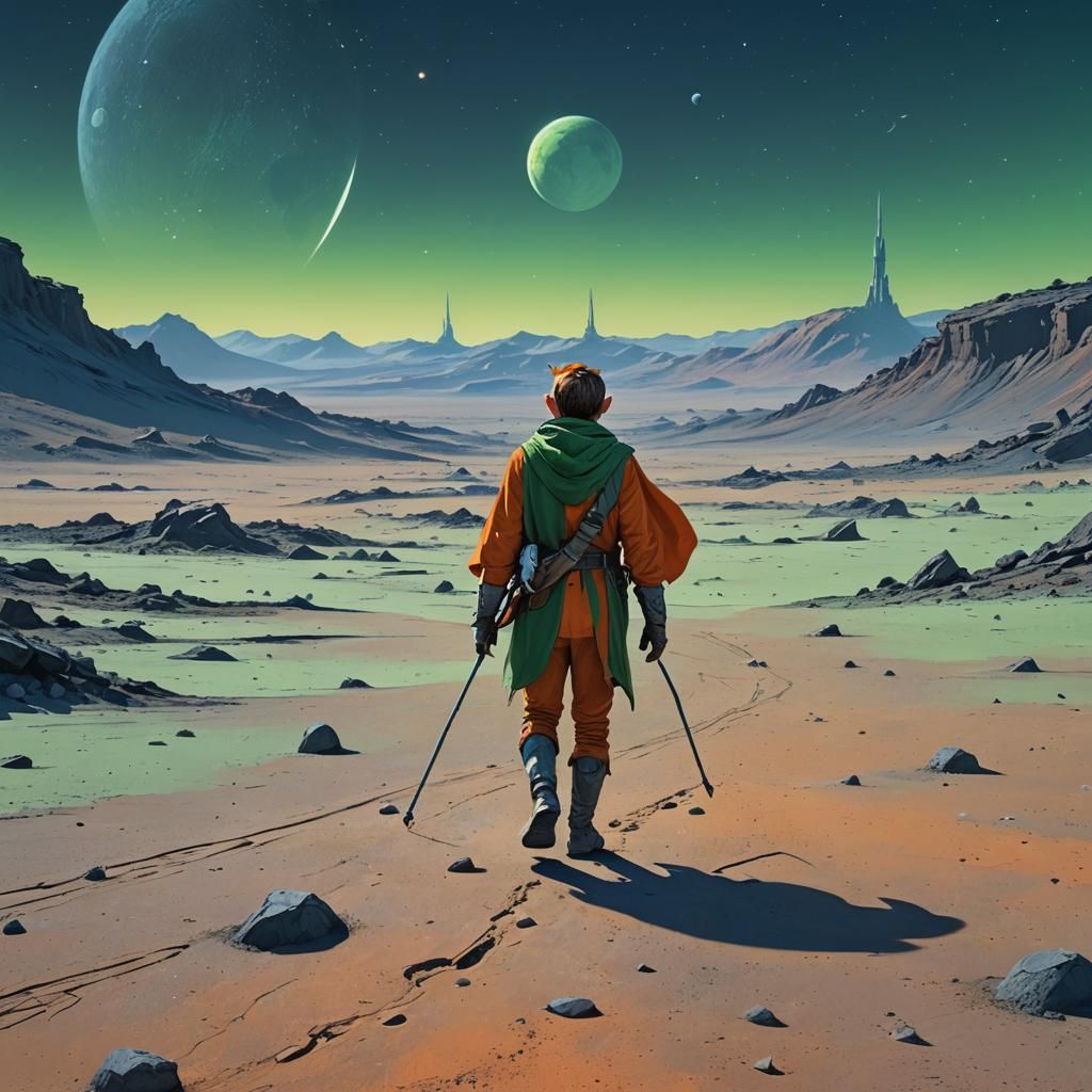 Elf Striding on the Moon: Fantasy Concept Art