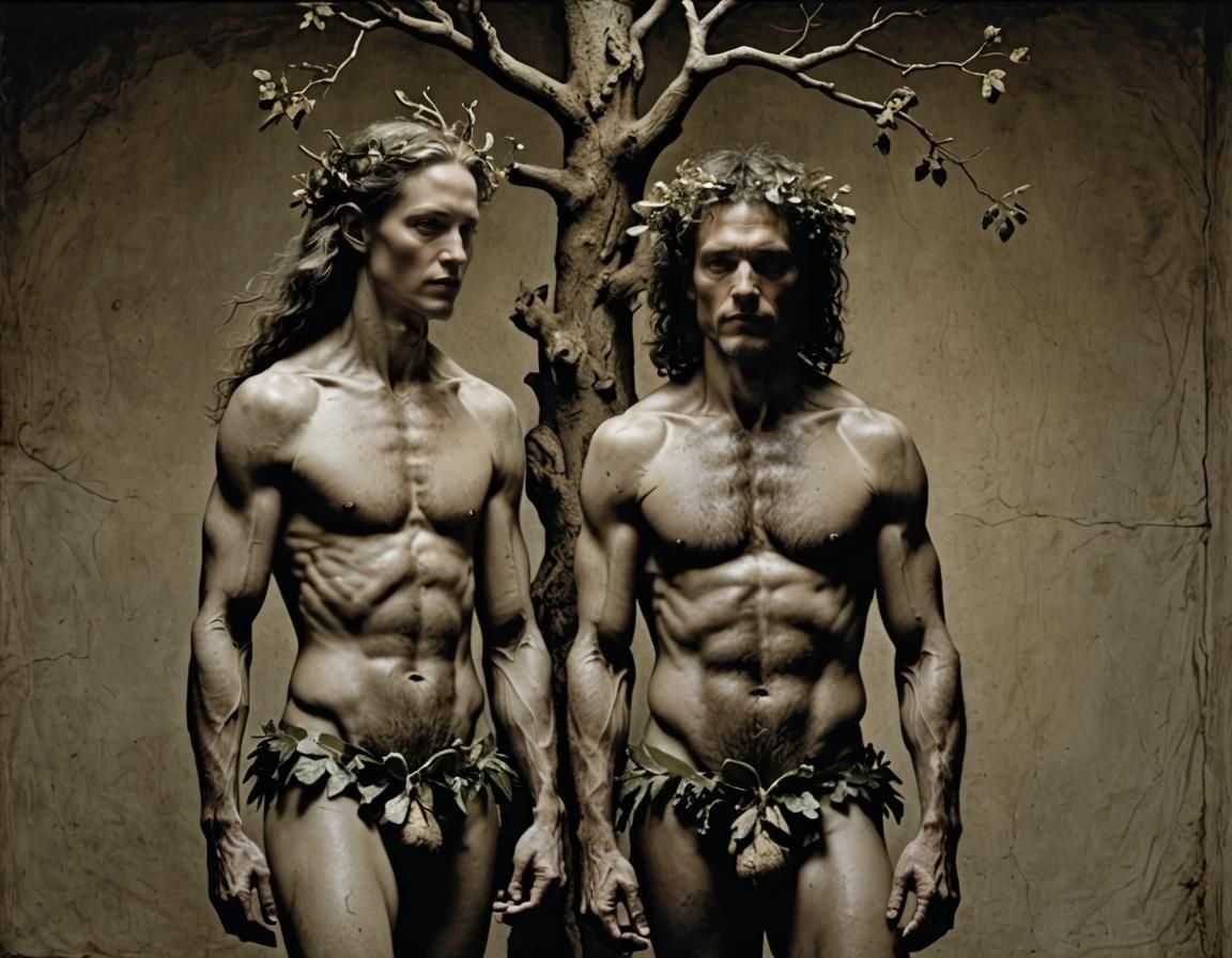 Adam and Eve in Studio with Rembrandt Lighting