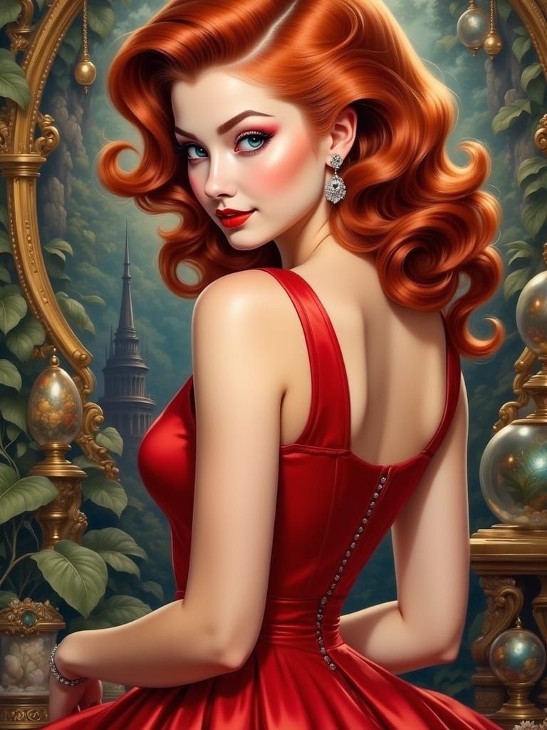 Norse Goddess in Retro Pin-Up Style