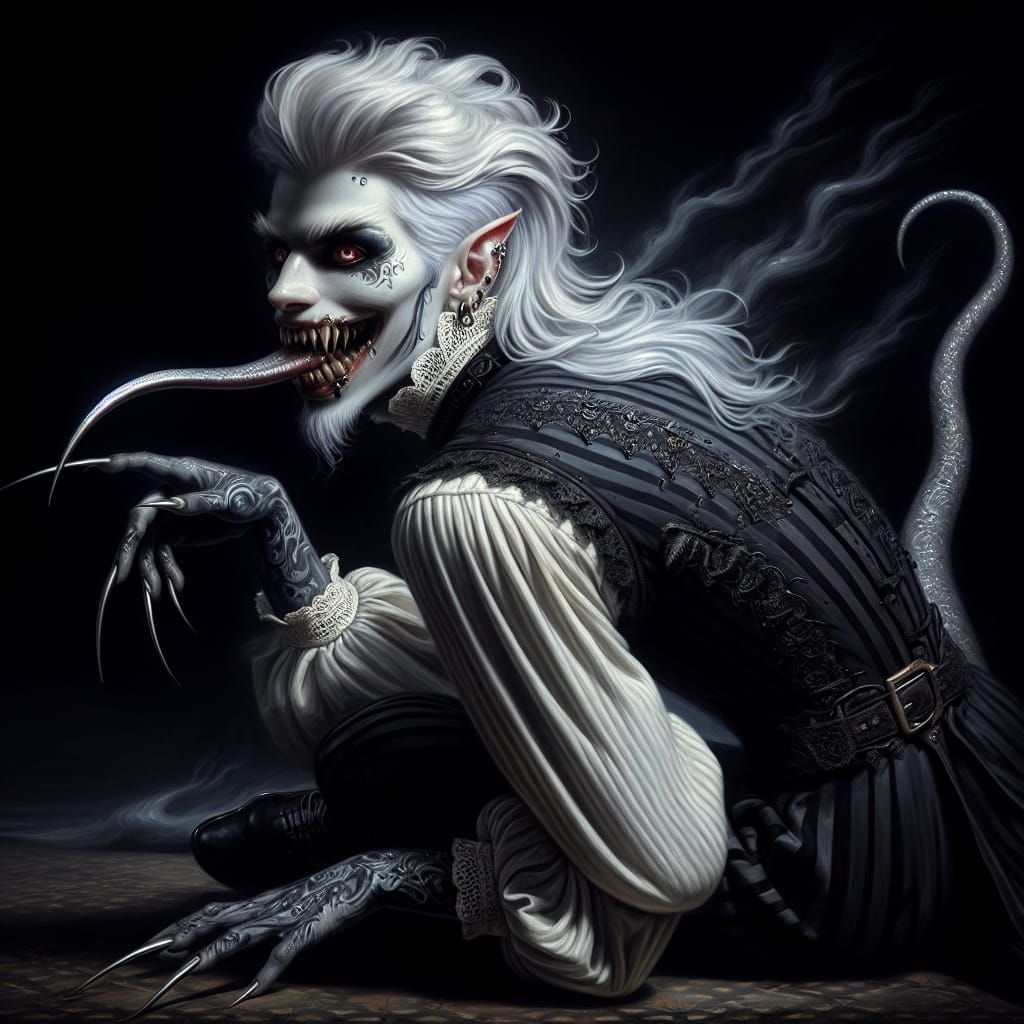 Eerie Shapeshifter Portrait in Victorian Style