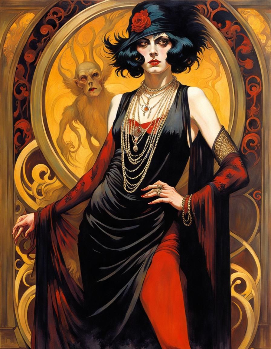 Goth Flapper Portrait in Chiaroscuro Style