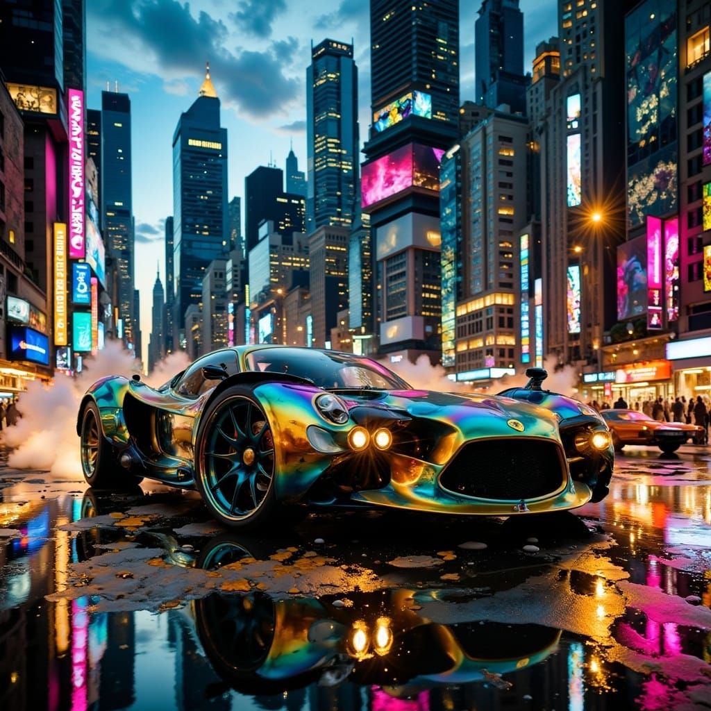 High-Octane Cityscape in Raw Futuristic Style