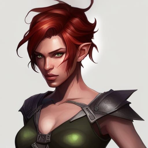 Red-Haired Half-Elf Portrait in Detailed Digital Art