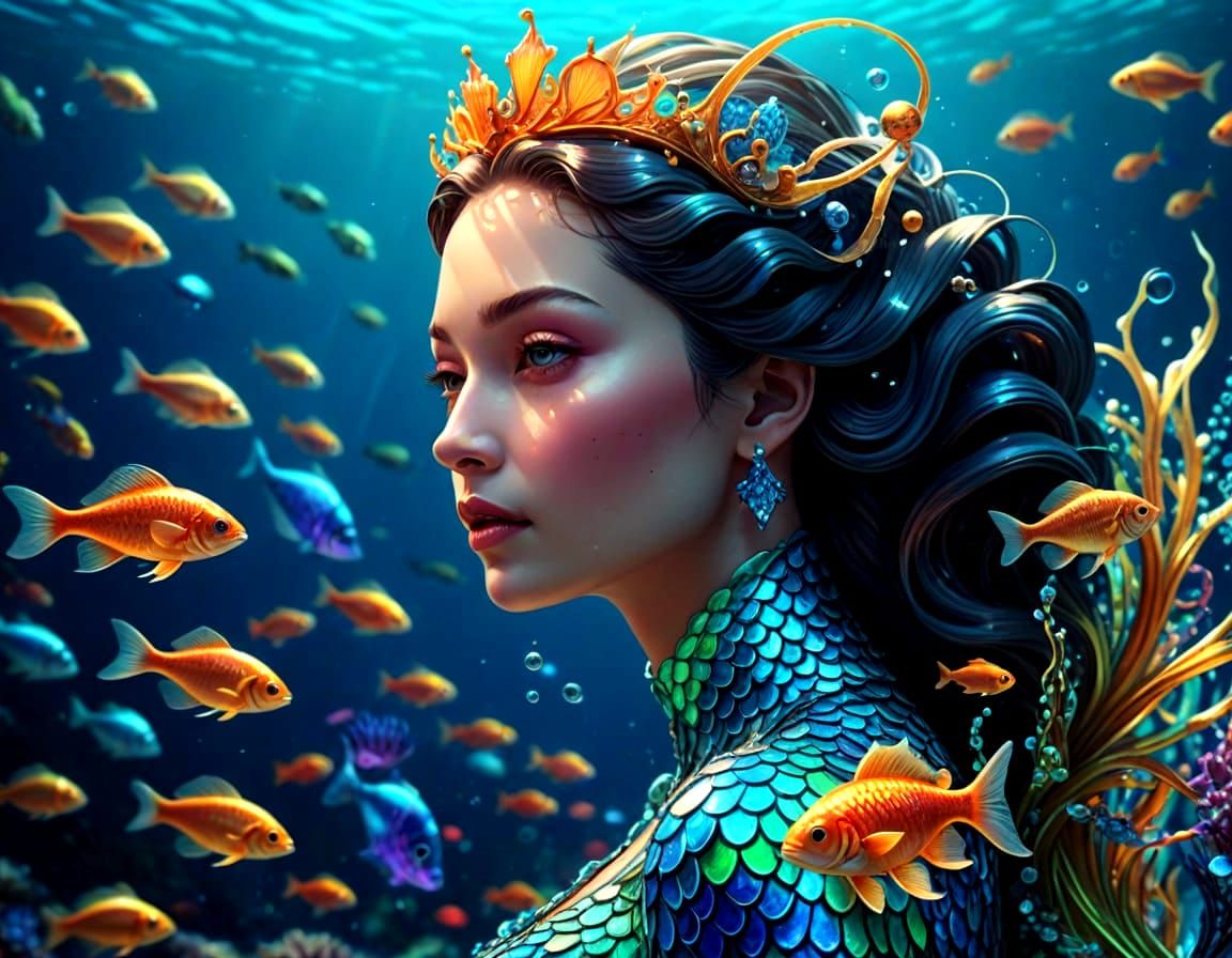 Enameled Glass Coral Reef Aquarium Scene