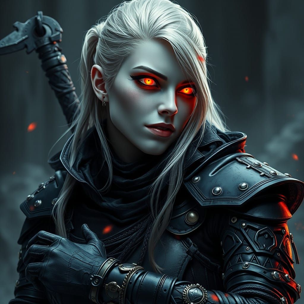 Dark Fantasy Vampire Assassin in Gothic Armor