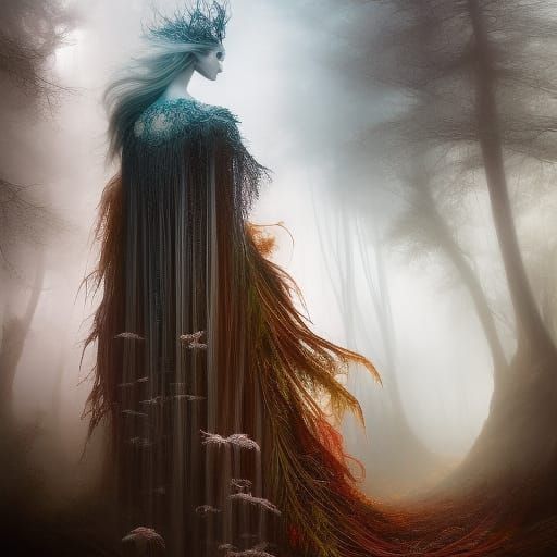 Ethereal Princess in Liminal Forest: A Whimsical Illustratio...