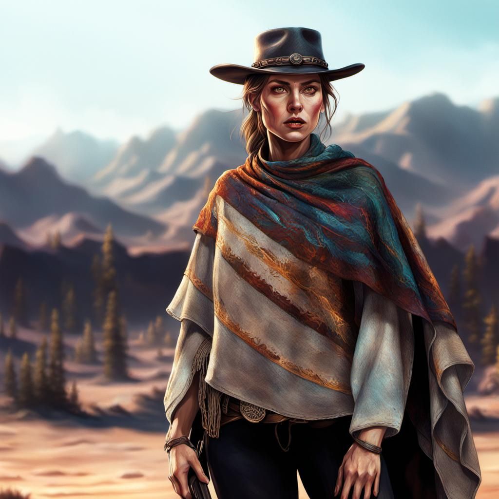 Hyperrealistic Bounty Hunter in Western Style