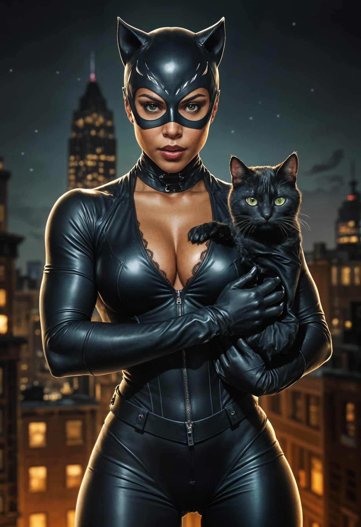 Catwoman Artwork in Comic Book Style