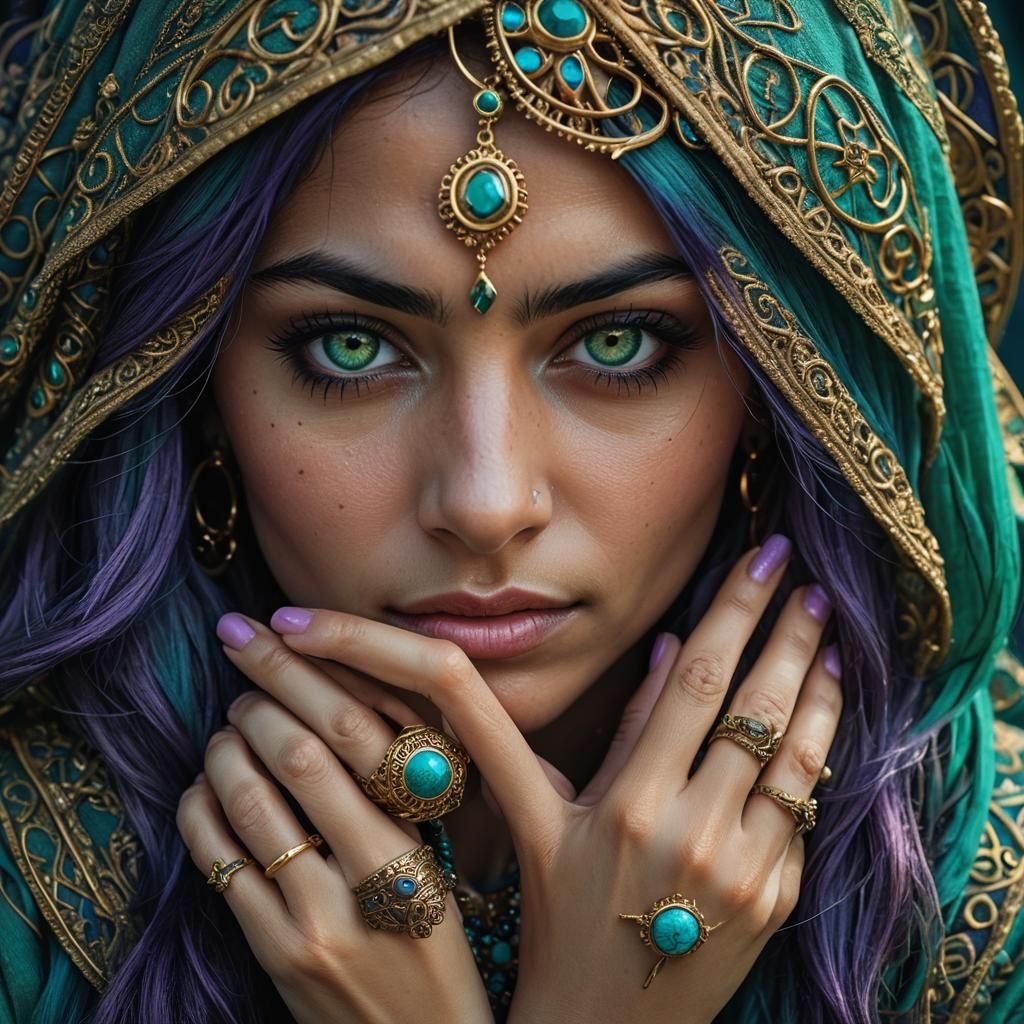 Stunning Pakistani Woman with Turquoise Ring: HDR Portrait