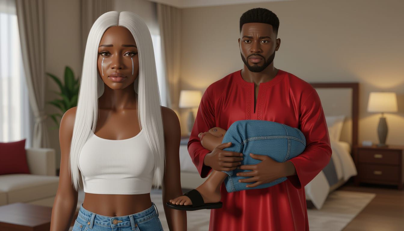 Realistic 3D Render: African Couple in Luxurious Bedroom