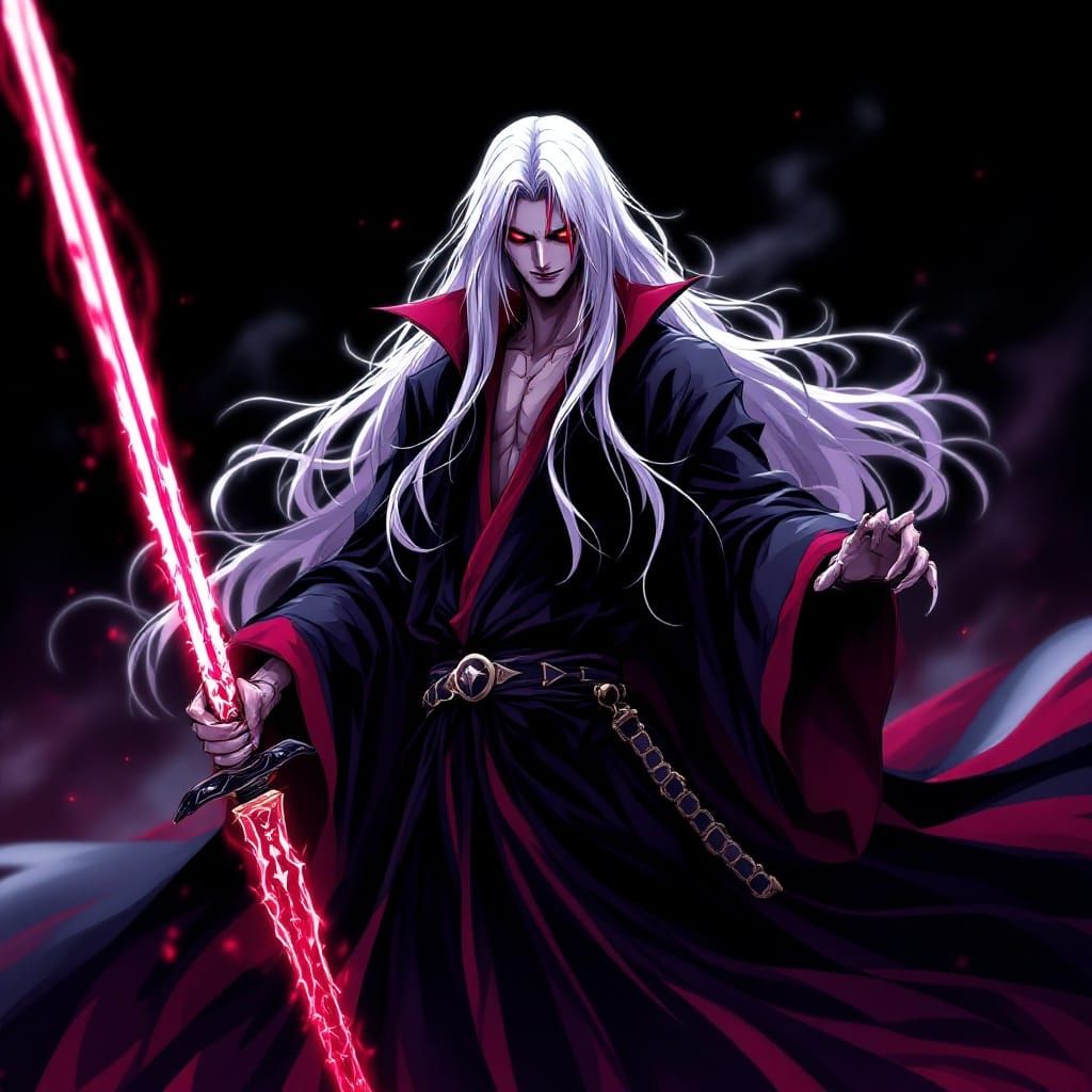 Anime Vampire Soul Reaper with Crimson Katana