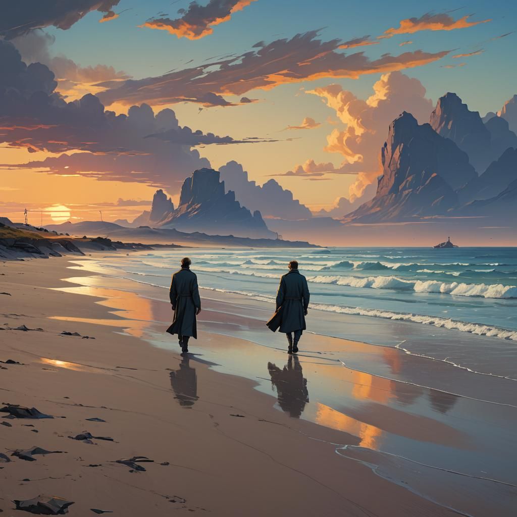 Epic Fantasy Sigma Person on a Serene Beach