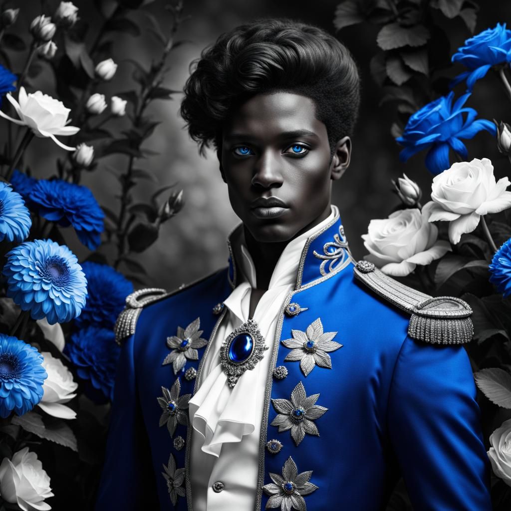 Fantasy Prince Portrait with Cobalt Blue Eyes