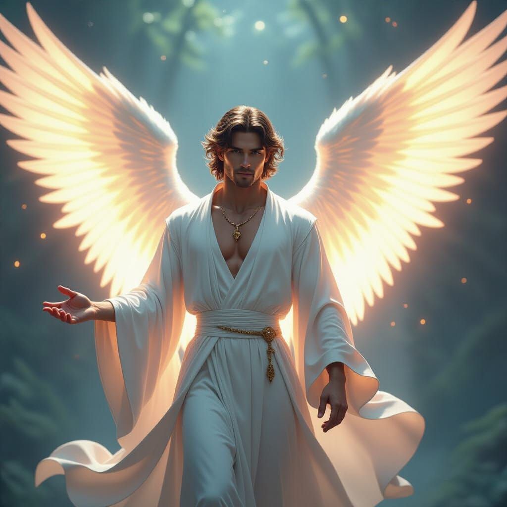 Radiant Angel in Celestial Light: Digital Art