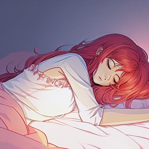 Anime Girl Sleeping: Cel-Shaded Digital Art
