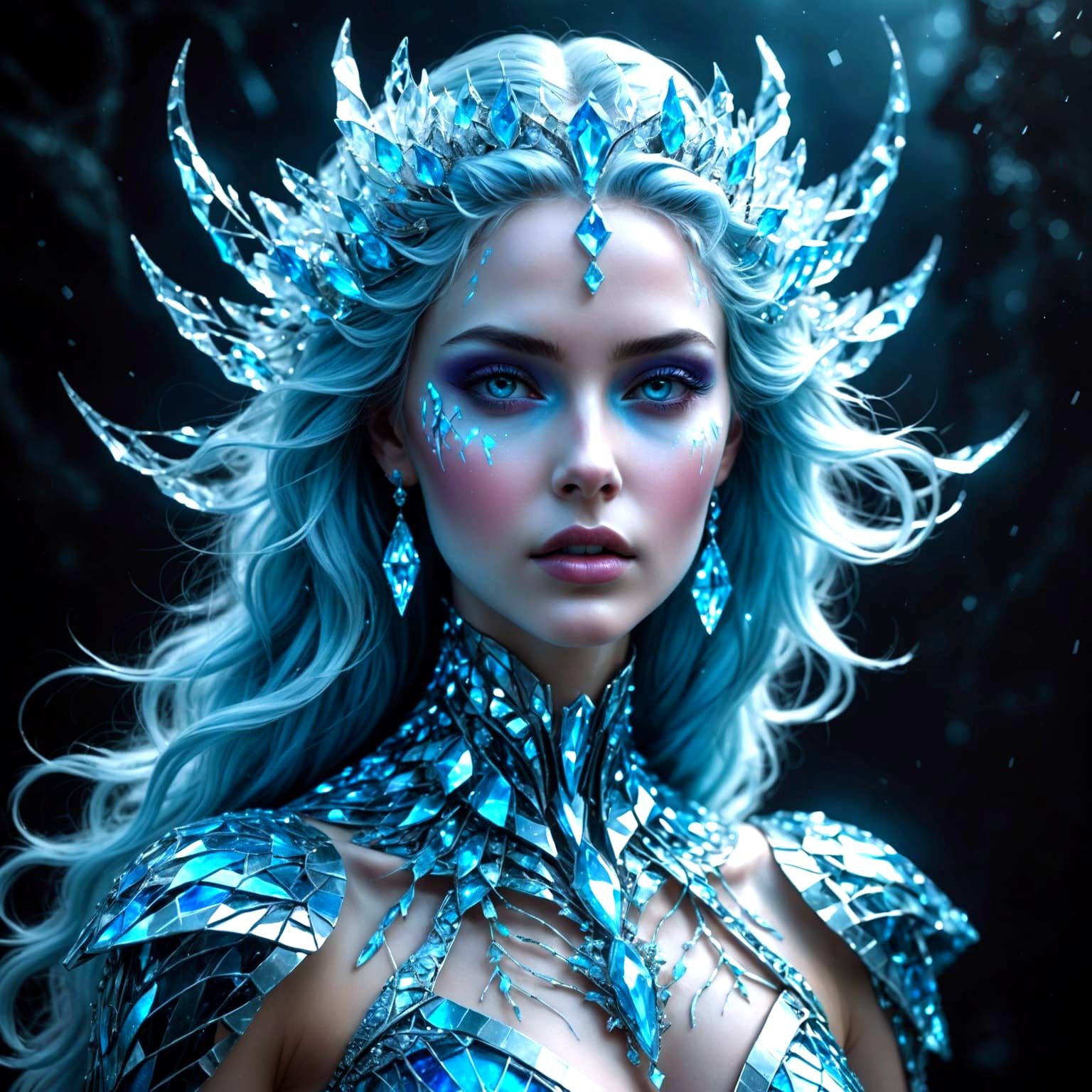 Ethereal Goddess of Winter in Vibrant Digital Matte Painting