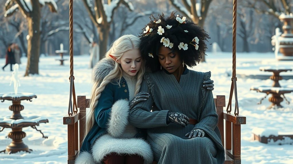 Royal Winter Garden Moment, in Cinematic Style