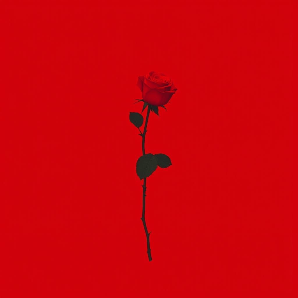 Surreal Postpunk Rose Blooms in Crimson Haze