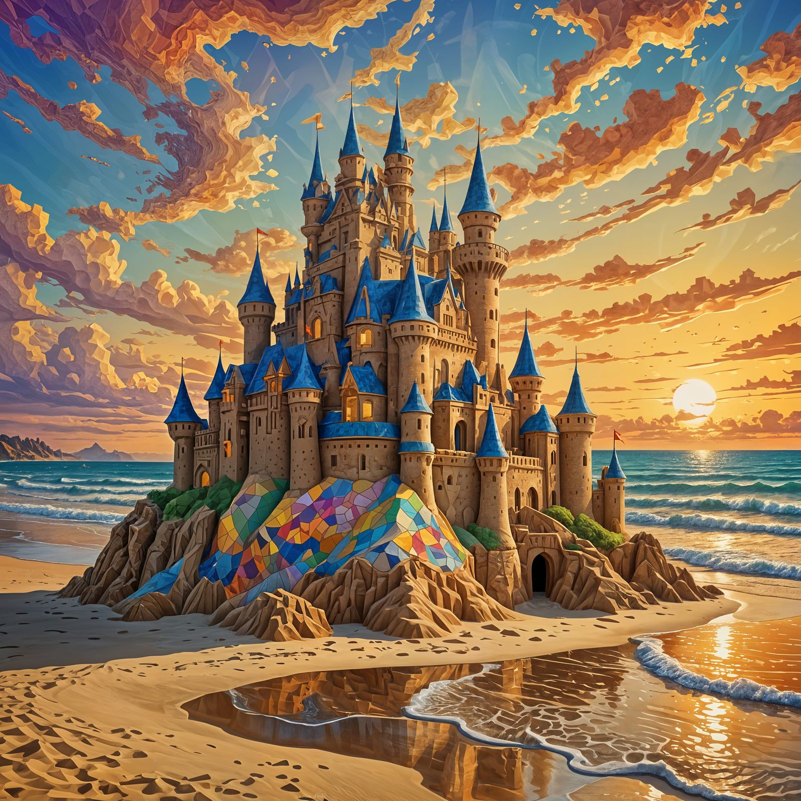 Abstract Sandcastle Fractal with 3D Shading