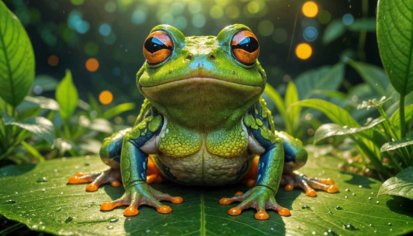 Surprised Frog in Vibrant Digital Art Style