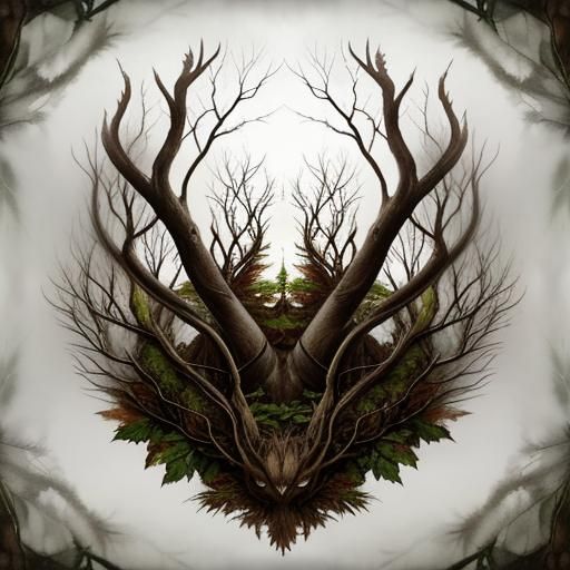 Surreal Double Exposure Creature in Dystopian Paradise