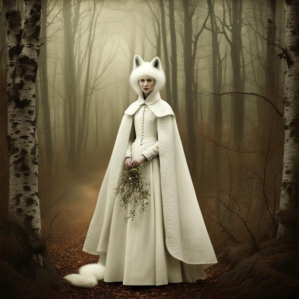 White Fox in Enchanted Woods