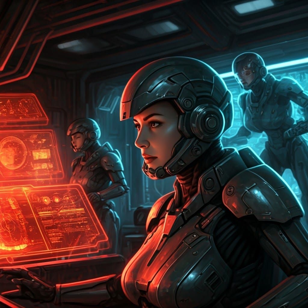 Space Commander in Battle, Comic Book Art Style