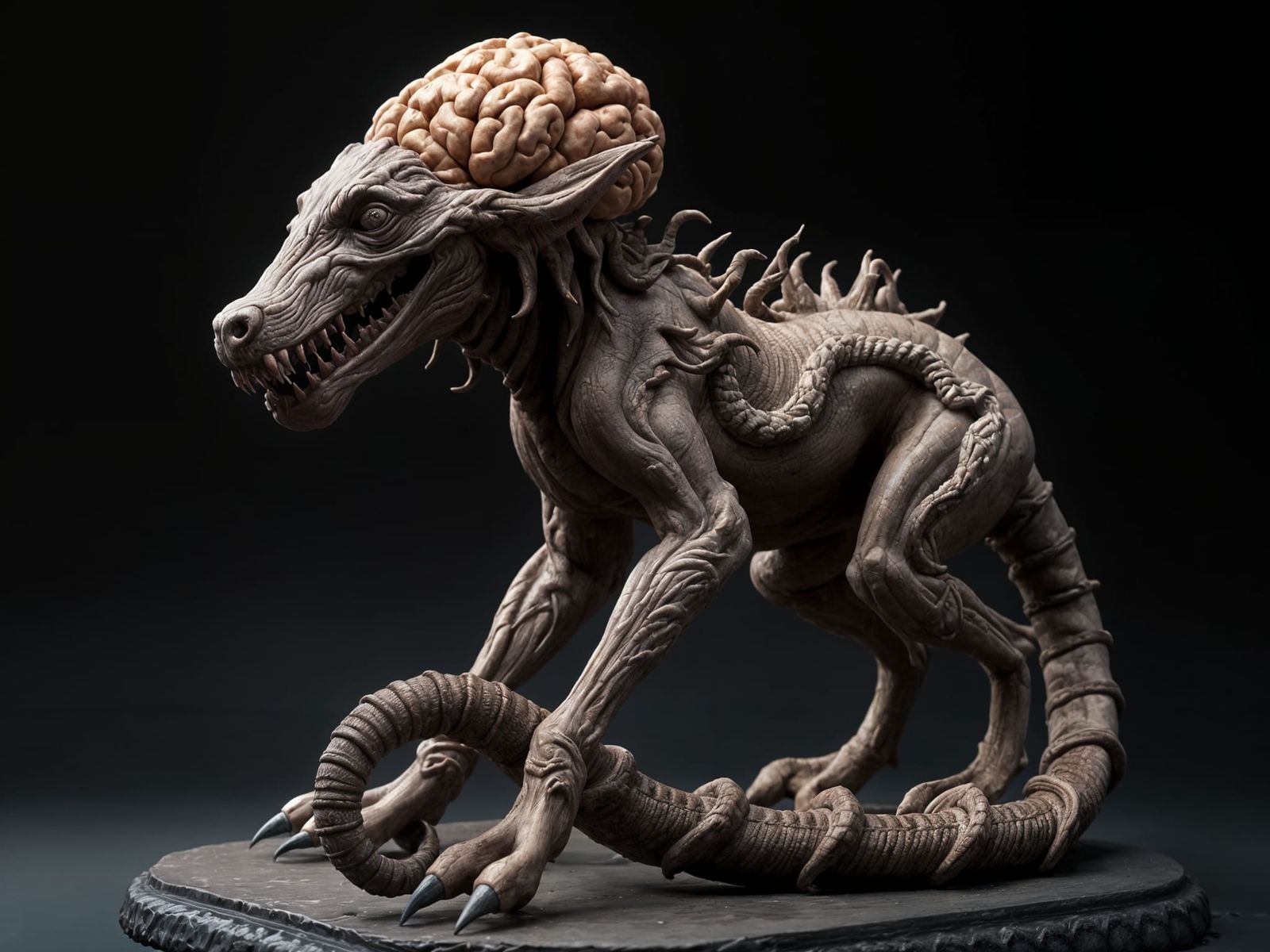 Demon Hound Clay Sculpture in Digital Matte Painting Style