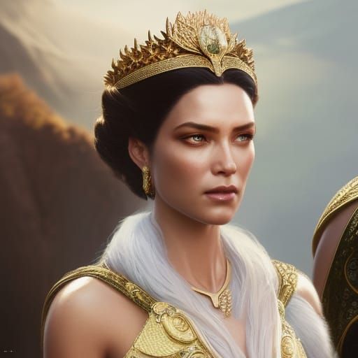 Sun Goddess in Lace Gown: Digital Concept Art